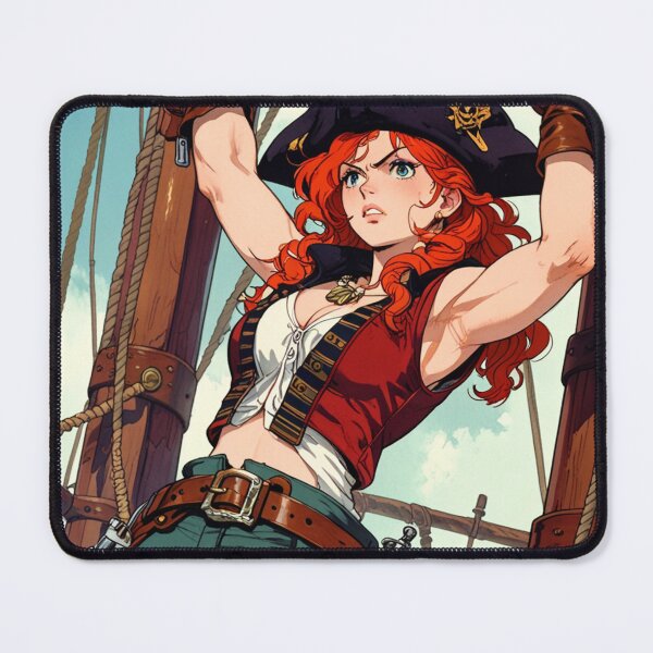 Item preview,  Red Head Pirate Queen Anne Bonney vintage Anime Manga Illustration designed and sold by Vintage Designs +.