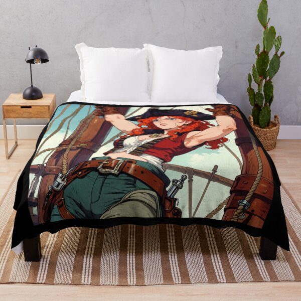 Item preview,  Red Head Pirate Queen Anne Bonney vintage Anime Manga Illustration designed and sold by Vintage Designs +.