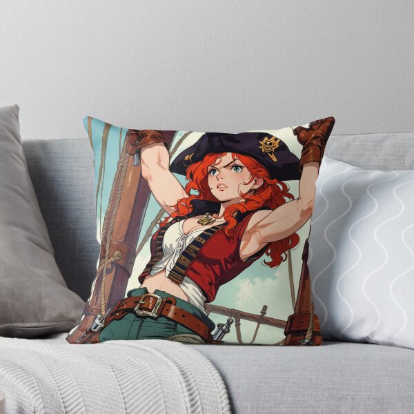 Item preview,  Red Head Pirate Queen Anne Bonney vintage Anime Manga Illustration designed and sold by Vintage Designs +.