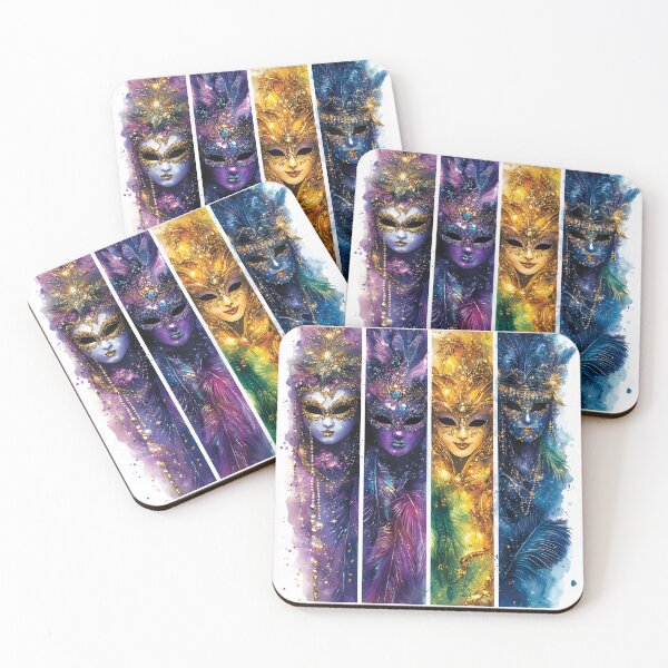 Item preview, Mardi Gras Mask Designs – Vibrant Watercolor Festive Wall Art designed and sold by AnnDesignStudio.