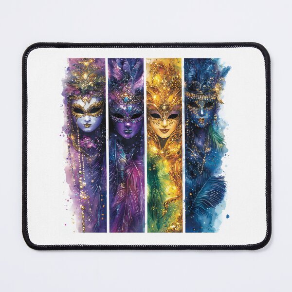 Item preview, Mardi Gras Mask Designs – Vibrant Watercolor Festive Wall Art designed and sold by AnnDesignStudio.