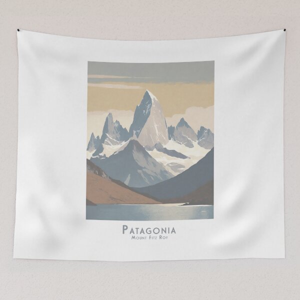 Item preview, Vintage travel poster - Majestic Mount Fitz Roy, Patagonia - Argentina Retro Minimal Design designed and sold by pod24.
