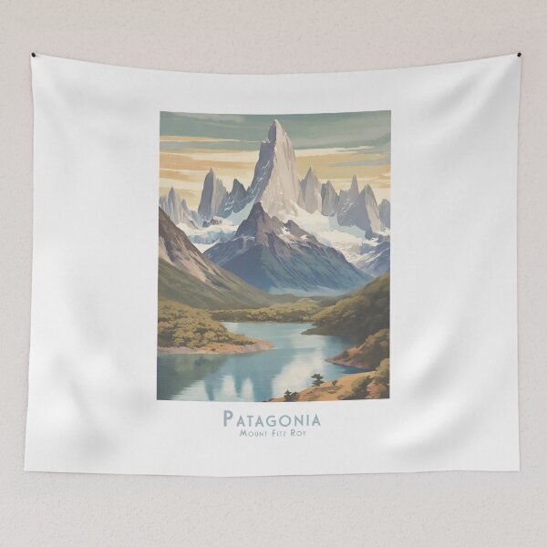 Item preview, Vintage Patagonia Argentina travel poster - Minimalist Mount Fitz Roy retro design designed and sold by pod24.