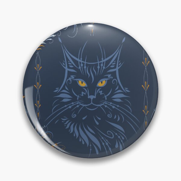Item preview, Baroque Cat & Floral Damask – Vintage-Inspired Cat Pattern - Navy Blue and Orange designed and sold by wild.geranium.design.