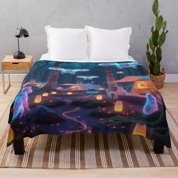 Item preview, Futuristic Camping Adventure With Glowing Creatures And Drones designed and sold by Dream Output .