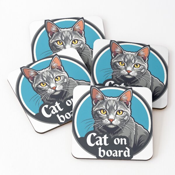 Item preview, sticker "Cat on board" grey cat designed and sold by barbastyle.