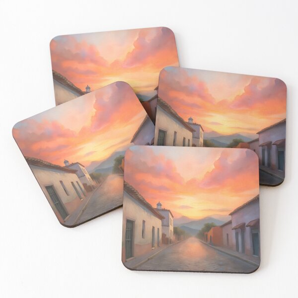 Item preview, Watercolor Mexican Town Sunrise designed and sold by dulceguavashop.
