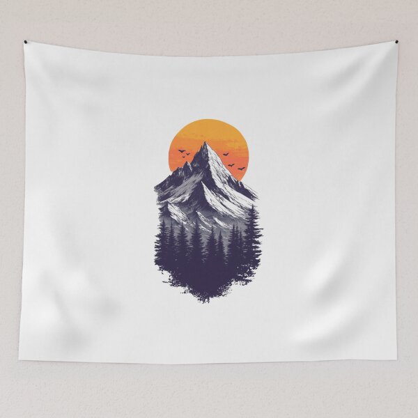 Item preview, Abstract nature artwork featuring mountains and forest designed and sold by CreativeLarysa.