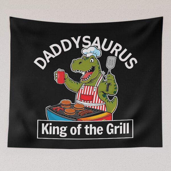 Item preview, Daddysaurus Rex Funny Apron Smoke Daddy King of the Grill  designed and sold by SaavedraDesign.