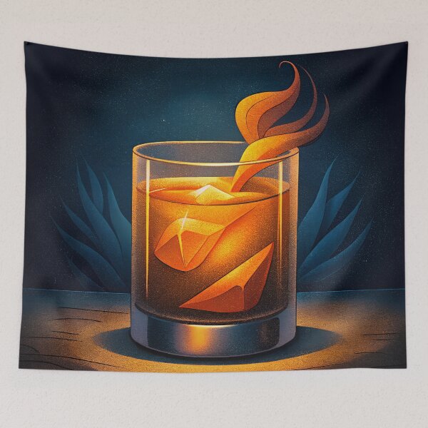 Item preview, Amber Mezcal Cocktail Retro Print designed and sold by dulceguavashop.