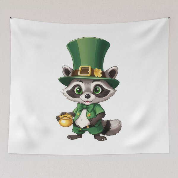 Item preview, Leprechaun Raccoon with a Pot of Gold designed and sold by Marimurmurprint.