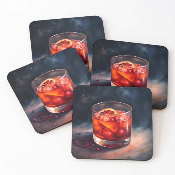 Item preview, Mezcal Negroni Cocktail Watercolor Print designed and sold by dulceguavashop.