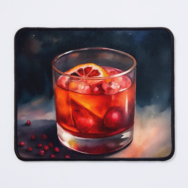 Item preview, Mezcal Negroni Cocktail Watercolor Print designed and sold by dulceguavashop.