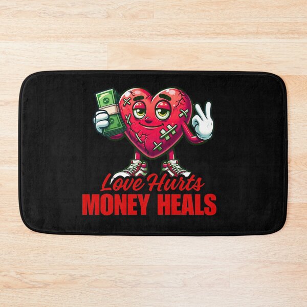 Item preview, Love Hurts, Money Heals – Funny Hustle Heart Cartoon designed and sold by Zuriel Hargrove.