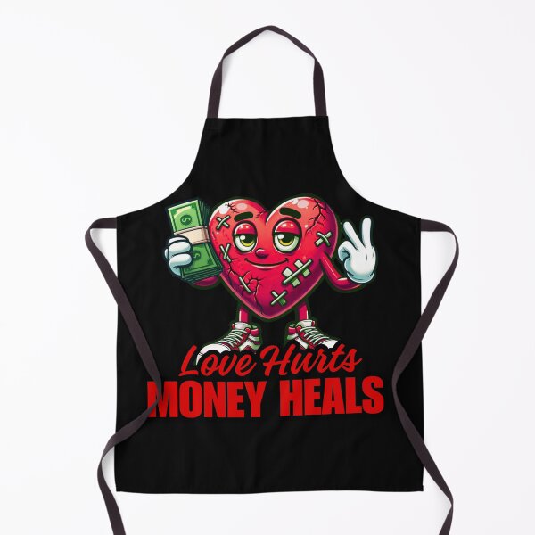 Item preview, Love Hurts, Money Heals – Funny Hustle Heart Cartoon designed and sold by Zuriel Hargrove.