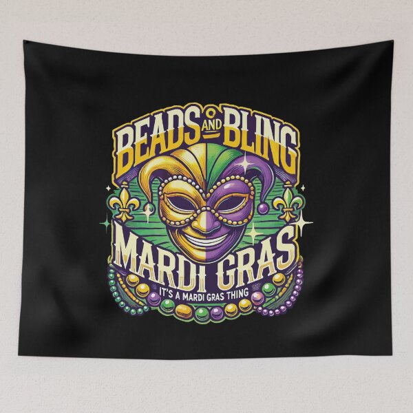 Item preview, Beads And Bling Mardi Gras Mask Extravaganza designed and sold by LuminOrb.