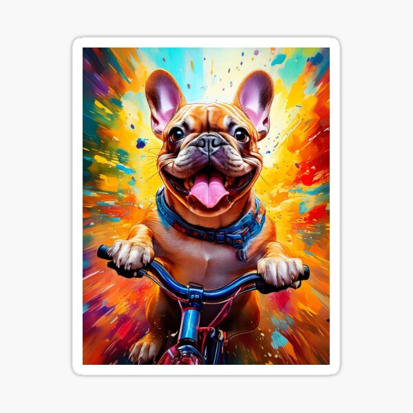 Vista previa del artículo con la obra «Bulldog francés montando en bicicleta», diseñado y vendido por Kspirit Designs.