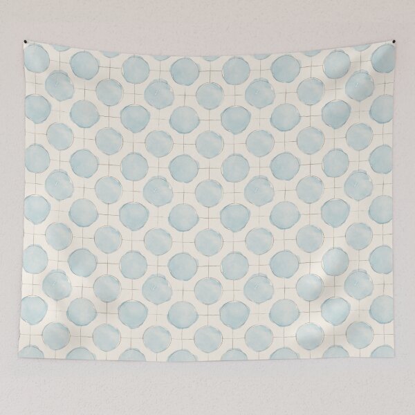 Item preview, Polka dot minimalist pattern. Pastel blue watercolor dots and pencil sketch grid. Retro pattern. Modern circles and dots pattern. designed and sold by helga-wigandt.