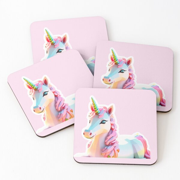 Item preview, Unicorn pink white gold 3D sticker design designed and sold by Rainbow Paws Garden.