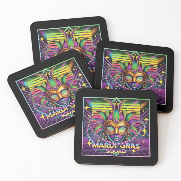 Item preview, Mardi Gras Squad Vibrant Masked Festival Fun designed and sold by LuminOrb.