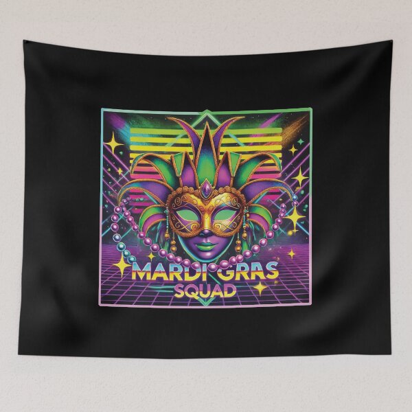 Item preview, Mardi Gras Squad Vibrant Masked Festival Fun designed and sold by LuminOrb.
