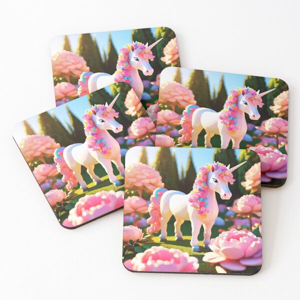 Item preview, rainbow colors Unicorn & Blush Pink Peonies 3D Sticker Design designed and sold by Rainbow Paws Garden.