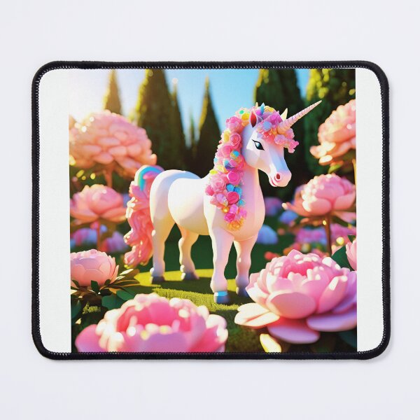 Item preview, rainbow colors Unicorn & Blush Pink Peonies 3D Sticker Design designed and sold by Rainbow Paws Garden.