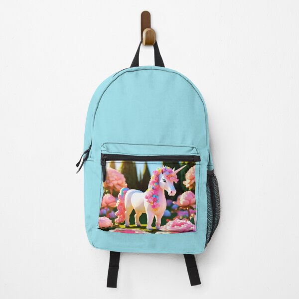 Item preview, rainbow colors Unicorn & Blush Pink Peonies 3D Sticker Design designed and sold by Rainbow Paws Garden.