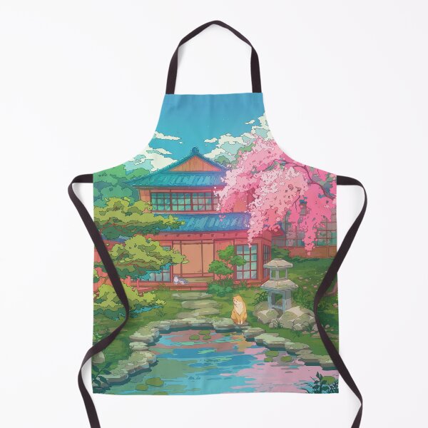 Item preview, Serene Japanese Garden, Cherry Blossoms and cute cats designed and sold by AnGoArt.