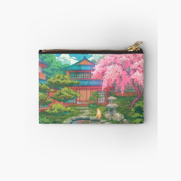 Item preview, Serene Japanese Garden, Cherry Blossoms and cute cats designed and sold by AnGoArt.