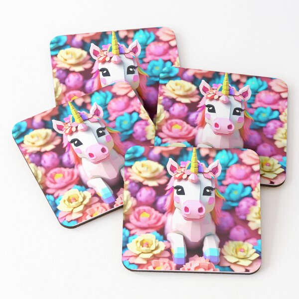 Item preview, Whimsical 3D Unicorn & Pastel Floral Fantasy – Magical Sticker & Decor Design" designed and sold by Rainbow Paws Garden.