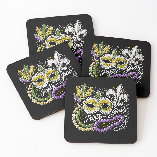 Item preview, Mardi Gras Party Mask Beads Fleur De Lis designed and sold by LuminOrb.
