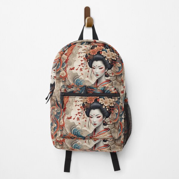 Item preview, Beautiful Japanese geisha in flowers, kimono, orange designed and sold by Coolparrotgirl.