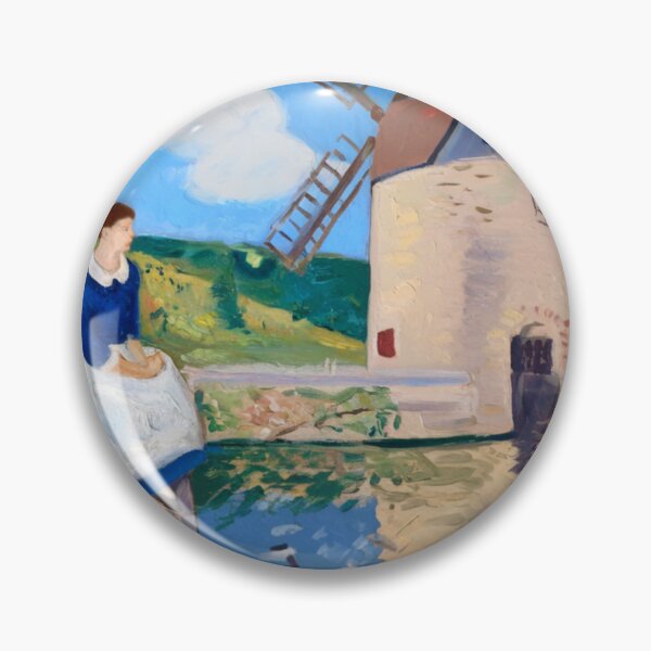 Item preview, Provence Watermill Landscape – French Countryside Painting with Woman in Blue Dress designed and sold by CARRAANN.
