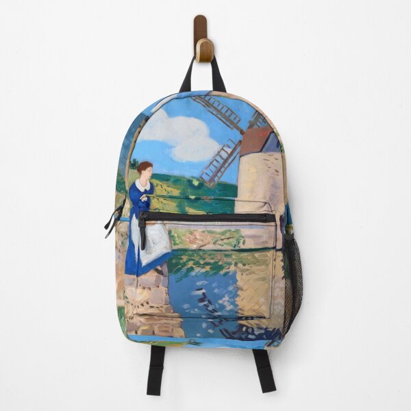 Item preview, Provence Watermill Landscape – French Countryside Painting with Woman in Blue Dress designed and sold by CARRAANN.