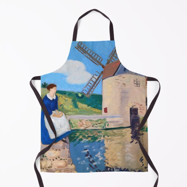 Item preview, Provence Watermill Landscape – French Countryside Painting with Woman in Blue Dress designed and sold by CARRAANN.
