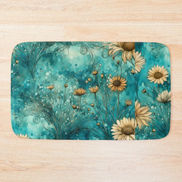 Item preview, Green field flower flowers tapestry Blue wildflowers  designed and sold by Coolparrotgirl.
