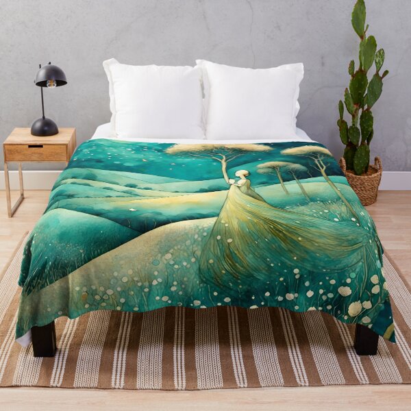 Item preview, Green field flower flowers tapestry Blue wildflowers  designed and sold by Coolparrotgirl.