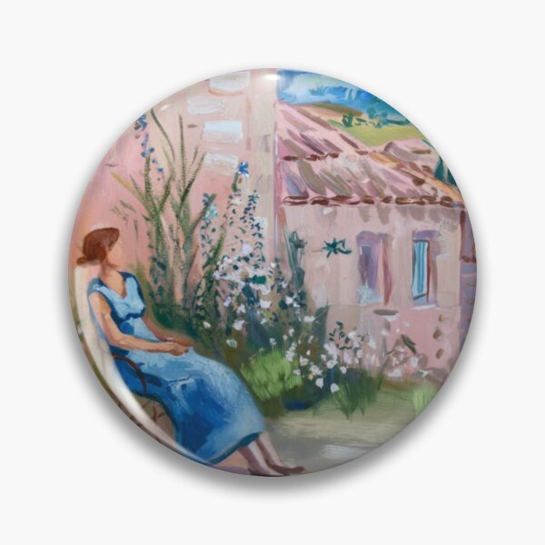 Item preview, Provence Countryside Scene – French Village Landscape with Woman in Blue Dress designed and sold by CARRAANN.