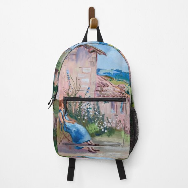 Item preview, Provence Countryside Scene – French Village Landscape with Woman in Blue Dress designed and sold by CARRAANN.