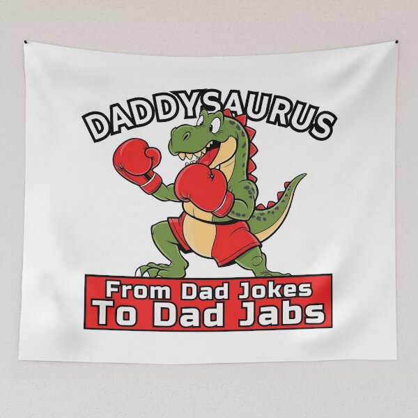 Item preview, Daddysaurus Boxing Funny sticker From Dad Jokes to Dad Jabs designed and sold by SaavedraDesign.
