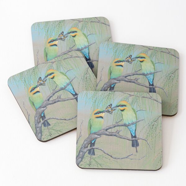 Item preview, The Rainbow's Painted Gift for His Lady (Rainbow Bee-Eater and Australian Painted Lady Butterfly) designed and sold by KADuffy.