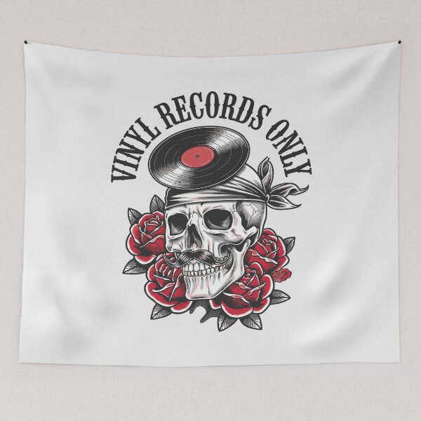 Item preview, Only Vinyl Records Djs  – Retro Skull and Vinyl Design for True DJ Fans designed and sold by paulo silveira.