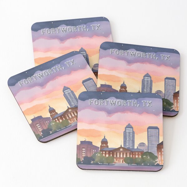 Item preview, Fort Worth, TX – Sunset Skyline with Historic Courthouse designed and sold by HonkyTonk2025.