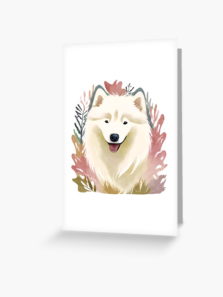 Thumbnail 1 of 2, Greeting Card, Watercolour Samoyed designed and sold by TheresaNicole.