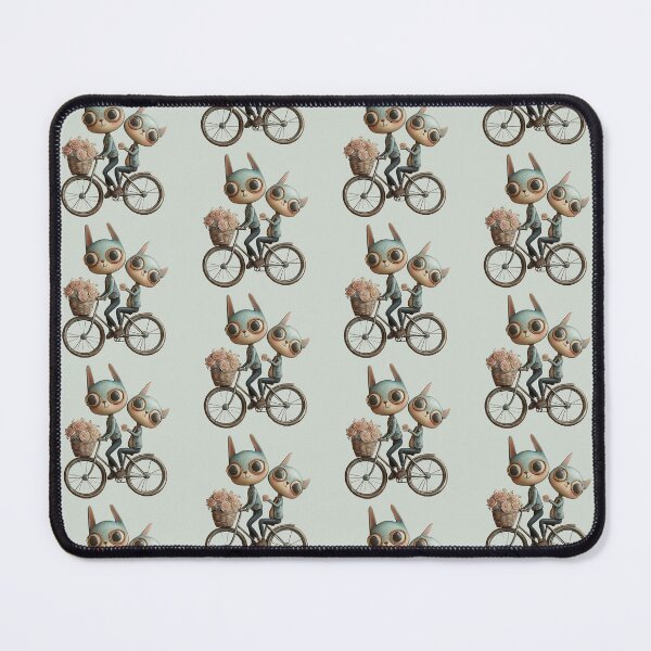 Item preview, Cute anthropomorphic cats riding a vintage bicycle with flowers designed and sold by CreativeLarysa.