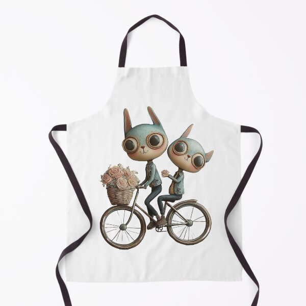 Item preview, Cute anthropomorphic cats riding a vintage bicycle with flowers designed and sold by CreativeLarysa.