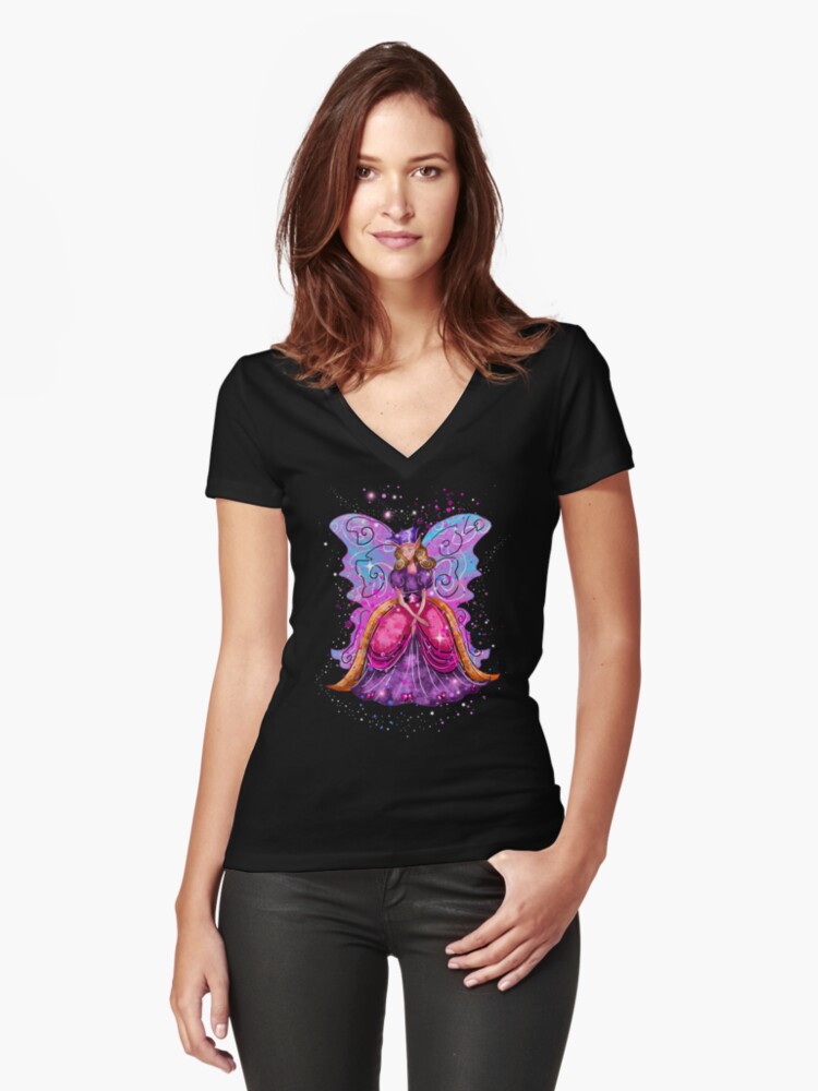 Thumbnail 1 of 3, Fitted V-Neck T-Shirt, Evis The Enchanted Fairy™ designed and sold by TeelieTurner.