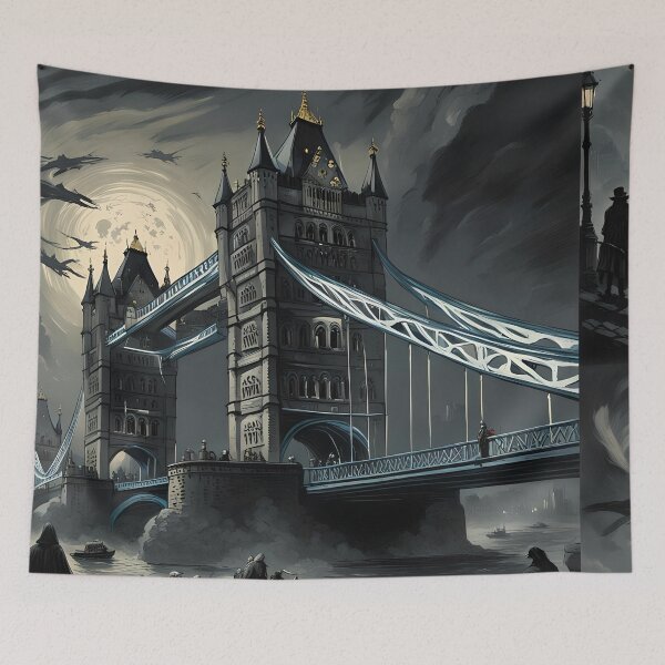 Item preview, Surrealism dark fantasy London Tower Bridge  designed and sold by Coolparrotgirl.