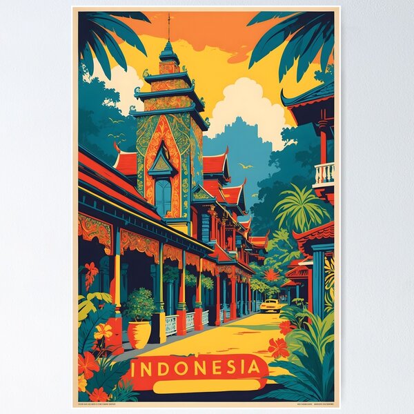 Item preview, Indonesia Vintage Travel Tourism designed and sold by TravelersGems.